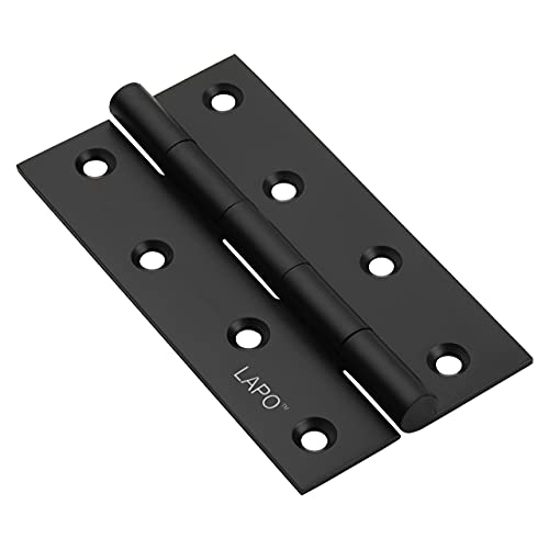 Image of LAPO Door Butt Hinges, 4 Inch x 14 Gauge /1.8mm Thickness, Stainless Steel Door Hinges, Silent Smooth Movement, Designed for Wooden Doors & Cabinets, 5 Years Warranty, Black Finish, Pack of 4
