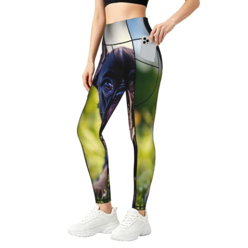 Pantalones de yoga holgados EnkzpoHen para mujer con estampado de perro carlino negro