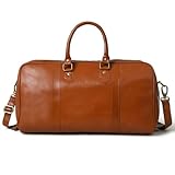 Premium Leder Reisetasche Handgepäck Weekender Bag mit Schultergurt, Hellbraun