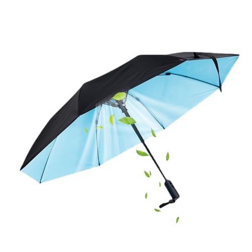 Sombrilla para sol, sombrilla de refrigeración con ventilador, accesorio de viaje portátil para adultos, niños, verano, golf, picnic, eventos deportivos al aire libre, camping, azul, Siehe
