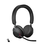 Jabra Evolve2 65 Wireless PC Headset – Noise Cancelling UC Zertifizierte Stereo Kopfhörer mit langer Akkulaufzeit – USB-A Bluetooth Adapter – Schwarz