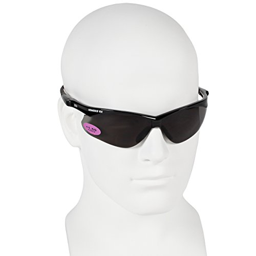 Nemesis Bifocal Safety Glasses - Black Frame 1.5 Smoke Lens, Neck Cord, and Lens Cleaning Bag