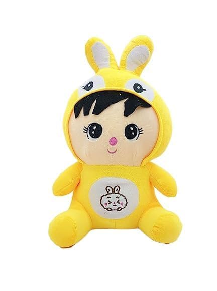 Image of Soft Plush Doll Toy with Rabbit Teddy Bear Gift Toy and Pillow for Kids, Girls and Adults Cute Stuffed Animal Plush Yellow Bunny (30cm)