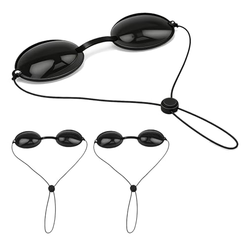 Horyue 3 Pcs Tanning Goggles for UV & LED Light | Anti-UV Sunbed Eye Protection | Adjustable Sunbed Goggles for Indoor Salon Beds & Sunbathing (Black)