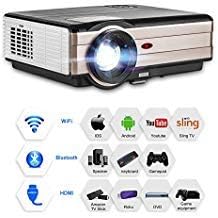 Bluetooth WiFi Home Theater Projector, 4200 Lumen Support HD 1080P Smart Android 6.0 Wireless Connection Digital Video Projectors with Airplay Miracast HDMI USB for Outdoor Entertainment Party Gaming