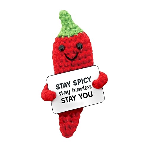 Pavilion Gift Company - Chili Pepper - Crochet Mini Figure Vegetable Spicy Encouragement Inspiration Home Work Desk Decor