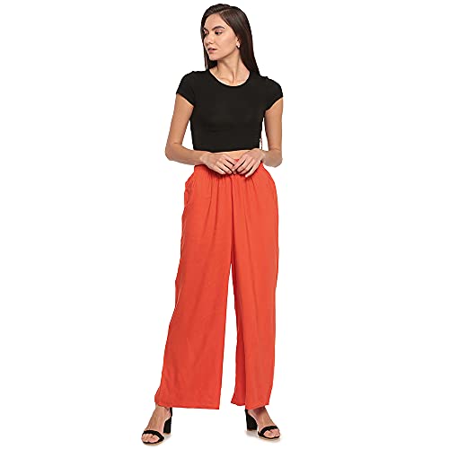 Image of GO COLORS Soft Viscose Basic Palazzo Full Length for Women| Breathable, Mid Rise, Relaxed Fit