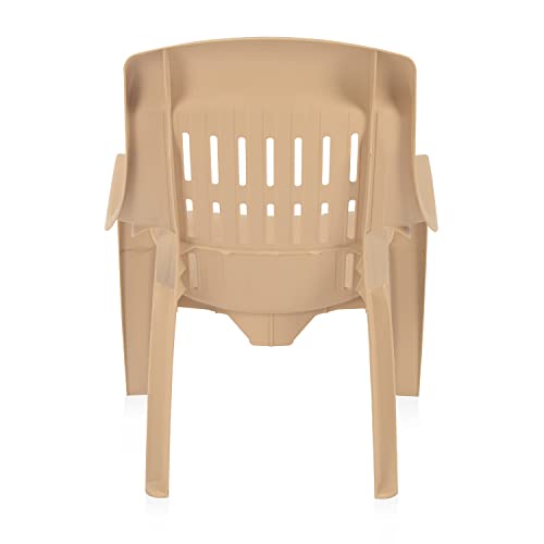Image of Nilkamal Weekender Plastic Mid Back with Arm Chair | Chairs for Home| Dining Room| Bedroom| Kitchen| Living Room| Office - Outdoor - Garden | Dust Free |100% Polypropylene Stackable Chairs | Set of 4