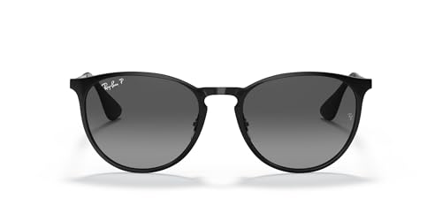 Ray-Ban Unisex RB3539 Erika Metal Round Sunglasses, Black/Polarized Light Grey Gradient...