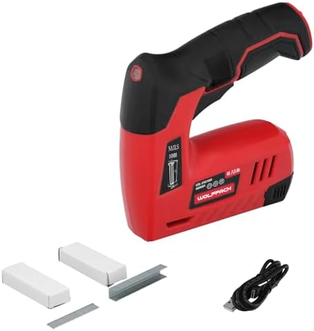 Clavadora grapadora recargable, pistola grapas y clavos, clavadora a bateria, 1.500 mah, 40 grapas minuto con grapas y clavos