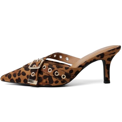 Image of Mostrin Kitten Heels for Women Pointed Closed Toe Heels Vintage Stiletto Dressy Pumps Shoes for Office Work Party