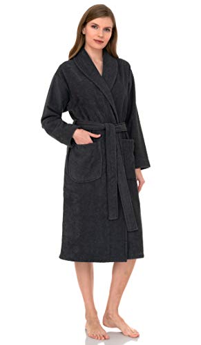 TowelSelections Terry Cloth Bathrobe - Shawl Collar Terry Robe for Women and Men, 100% Turkish Cotton, Made in Turkey (Charcoal, L/XL)
