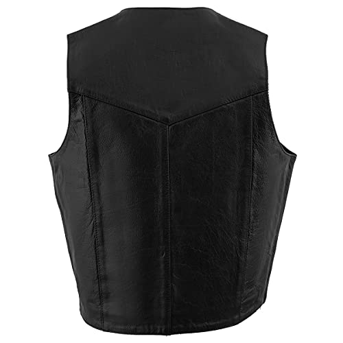 Image of Milwaukee Leather Men's Premium Leather Western Style V-Neck Motorcycle Rider Vest with Front Snap Closure |LKM|ML|SH