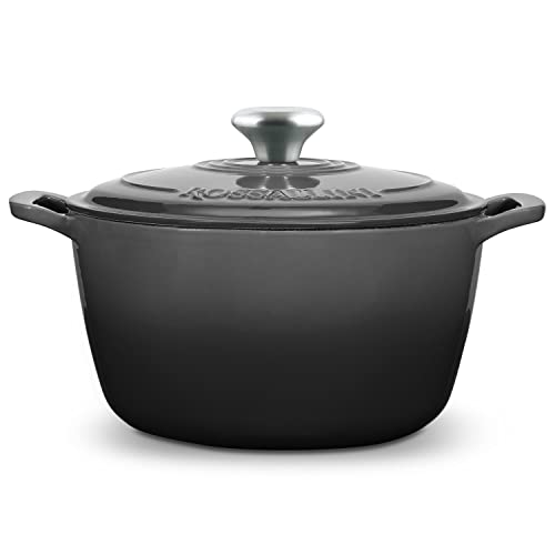 Signature-Enameled-Cast-Iron-Dutch-Oven-Non-Stick-Serving-Pot-with-Tight-Fitting-Lid-for-Perfect-Roasting-Baking-Sauteing-and-Bread-Making-55Q-52L-Oyster-Grey
