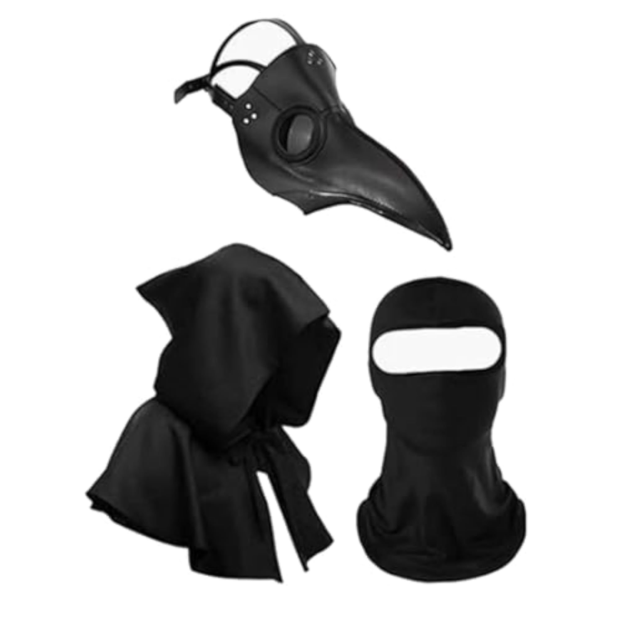 Plague Doctor Mask Rivet Bird Beak Costume Set for Parties
