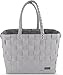 normani® Einkaufstasche Shopper geflochten aus Kunststoff - robuster Strandkorb Vintage Style 38cm x 25cm x 28cm Farbe Hellgrau