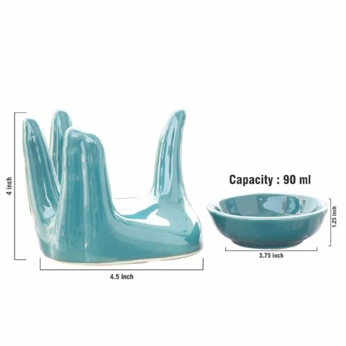 Pure Source India Ceramic Hand Type Oil Burner Diffuser for Home, Office, with 1 Tea Light Candle, Made by Porcelain (Green)