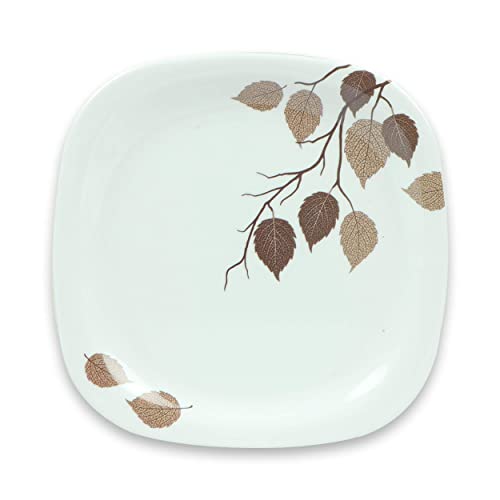 Image of Golden Fish Melamine Leaves Printed Square 6 Full Dinner Plates, 6 Half Plates & 12 Veg. Bowl Set|| Mini Dinning Set 24