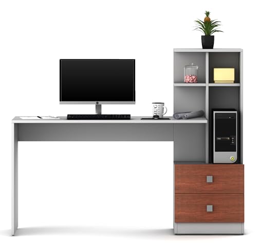 Image of Guide 02 Study Table | Engineered Wood | Frosty White | Free Standing | Knock Down