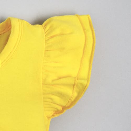 Image of LYSMuch Toddler Baby Girls T Shirt Ruffle Sleeveless Kids Cotton Tshirt Solid Color Blouse
