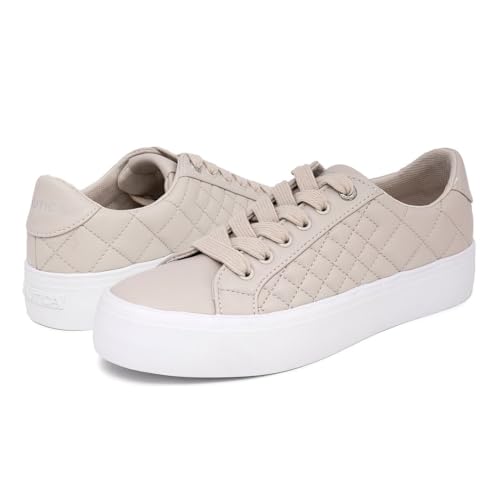 Image of Nautica Platform Sneakers for Womens Fashion Trendy Shoes White Casual Sneaker Thick Sole Everyday Walking Shoes