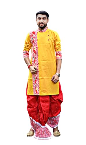 Image of Pure Cotton Full Sleeves Kurta with dupion silk Dhoti pant set (701)