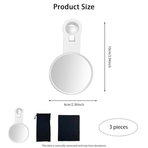 Image of 1 PCS Phone Vlog Selfie Monitor Screen, Selfie Mirror for Back Camera, Adjustable Makeup Tool for Travel, Clip On Mirror for Phone (White)