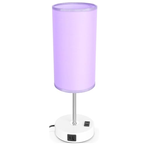 Gugsey Bedside Table Lamp with USB Port - Touch Desk Lamp for Bedroom, 3 Way Dimmable Small Nightstand Lamp for Living Room, Bedroom Lamps for Room Decor, Purple