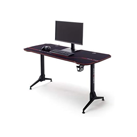 Robas Lund Gaming Tisch DX Racer 6 höhenverstellbar Gaming Desk Schwarz Carbonlook, BxHxT 160x70x60 cm Cover