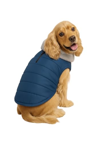 Image of The Pets Company Dog Winter Coat Jacket, Clothes, Windproof, Waterproof, Light Weight, Washable, Ultra Warm Thick Fleece Lined Dog Vest for Cold Weather Protection, (Navy, Medium - 18 Inch)