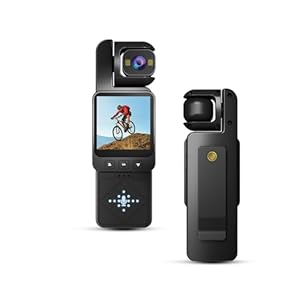 BETTERMO Bodycam Körperkamera 1080P Full HD Mini Tragbare Actionkamera Videokameras mit 360° Drehbarer Linse, Bewegungsstabilisierung, Pocket Vlog Kamera Für Vlogging, Sport, Outdoor