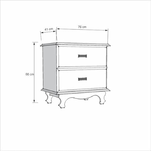 Mesa de cabeceira JB 1111 Quarto Bombe Luxo 2 Gavetas