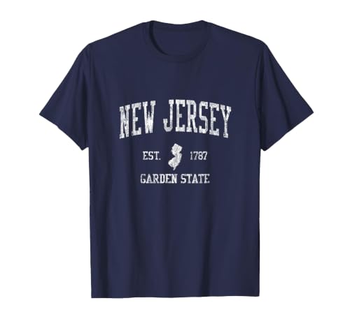 Retro New Jersey NJ Vintage Sports Design T-Shirt, Men, Navy Blue, Medium