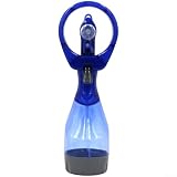 Ventilatore, palmare con funzione spray, azionato a mano, portatile, alimentato a batteria AA, in plastica, umidificatore da spiaggia per acqua ghiacciata per il raffreddamento estivo (blu)