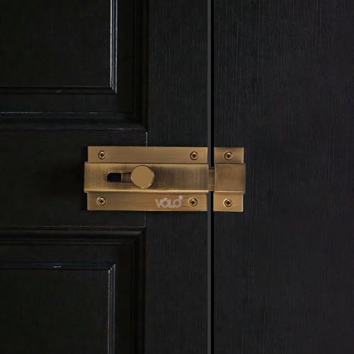Image of VOLO Heavy Duty Door Lock Baby Latch for Home & Office Doors | Door Latch /Chitkani | Aluminum Ingot Build | Waterproof & Rust Resistant | 1 Year Warranty |1 Piece with Screws (Antique, 5 Inch)