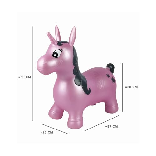 Lexibook Aufblasbares Hüpf-Einhorn, zur Förderung des Gleichgewichts und der motorischen Fähigkeiten, Inbegriffenen manuellen Pumpe, Sicherer und widerstandsfähiger Kunststoff, Rosa, BG050UNI