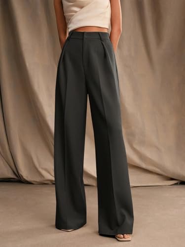 Image of KOTTY Stylish Women's White Wide Leg Trousers | High Waist Cotton Pants for Women | Casual Korean Palazzo Bottom Wear