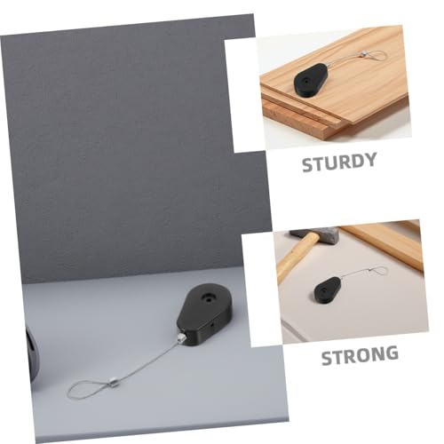 3 piezas Cable de Seguridad con Estuche Retráctil de Acero | Antirrobo, Construcción de Plástico y Acero Resistente, Acabado Negro, para Garajes y Almacenes miniatura 3