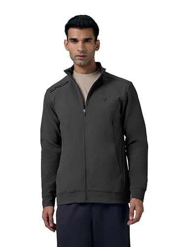 Image of TECHNOSPORT Men's Regular Fit Solid Mock Collar Jacket With Elasto Plus for Sports, Gym & Regular Use