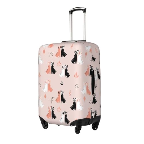 Bohemian Rabbit Black White Pink Luggage Cover Protector Anti-Scratch Washable Fits 18-32 Inch Luggage-X-Large2