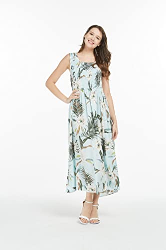 Image of Wispy Cereus Light Blue Family Matching Hawaiian Clothes | Family Matching Outfits • Soft Rayon Fabric • Tropical Floral Print • Vacation Ready • Luau Party Wear