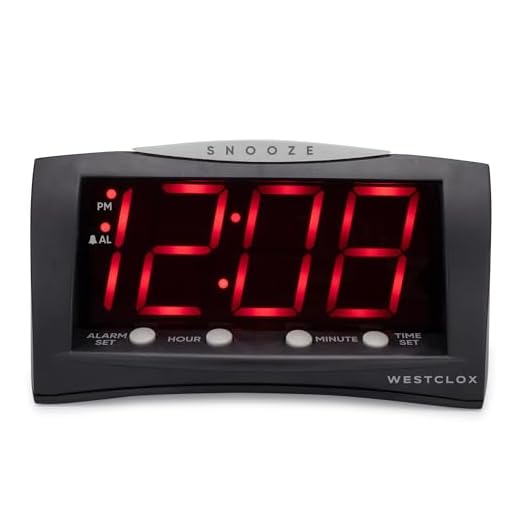 Westclox Digital Alarm Clock for Bedroom or Office, Large 1.8" Red LED Display with Oversized Snooze Bar, Corded with Battery Backup, (Black, 8-Inch)