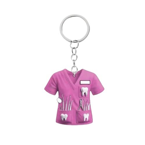 Nymora Schlüsselanhänger Arzt - Zahnarzt Geschenke 1 Stück Lila Stylischer Schlüsselbund-Anhänger mit Zahnarzt Kostüm Design