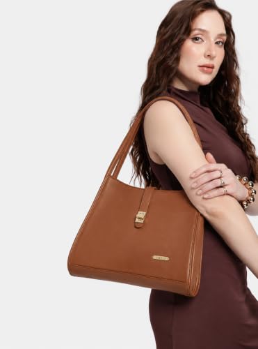 Image of Celtic Genuine Leather Shoulder Bag with Zip Closure Spacious Main Compartment and Long Shoulder Straps for Work Travel and Daily Use | Black |Gifts for Women
