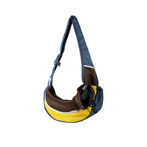 Effonek 猫用バッグ ポータブル 軽量 スタイリッシュ 通気性に 旅行用ペット小型犬用クロスボディバックパック (M,ネイビー)