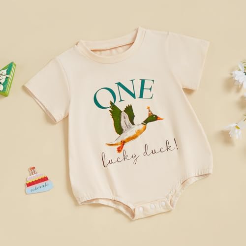 Baby Boy Girl First Birthday Outfit Short Sleeve Bubble Romper Crewneck Shirt Bodysuit Tops Cute Birthday Clothes2