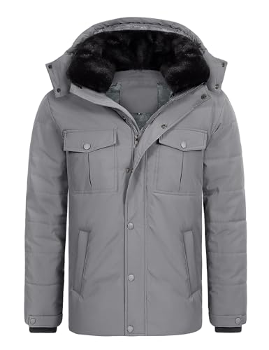 Tuopuda Uomo Giacca Invernale con Cappuccio, Giubbotto in Pile Casual Parka Cappotto Termico...
