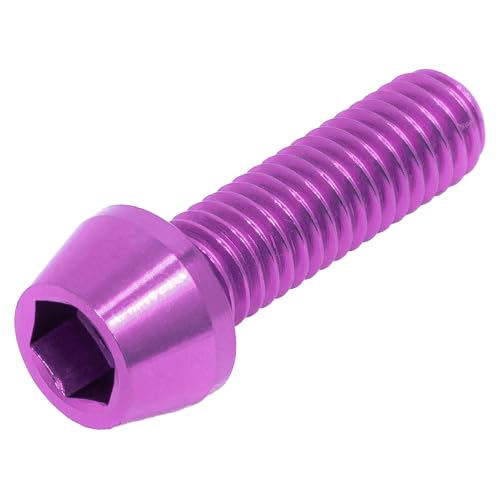 チタンボルト M6×20 P1.0 パープル 64チタン テーパーボルト FULLスレッド 全ネジ チタン合金 バイク パーツ 自転車 軽量