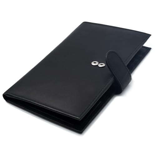 Image of Men's Genuine Leather Long Wallet RFID Blocking, 20 Card Slots, ID Window, 2 Bill Compartments, Snap Closure, Large Capacity Organizer Wallet