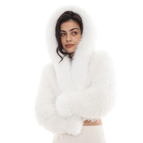 Manteau d'hiver en fausse fourrure pour femme à col rond